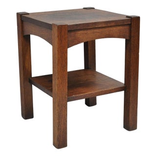 Antique Arts & Crafts Mission Oak Stickley Style 2 Tier Plant Stand Side Table For Sale