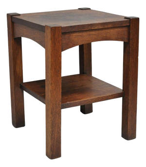 Antique Arts & Crafts Mission Oak Stickley Style 2 Tier Plant Stand Side Table