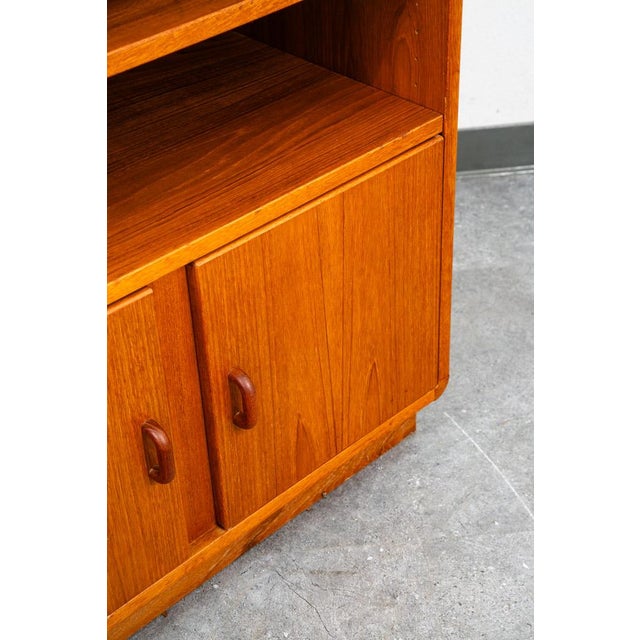 Mid Century Danish Modern Bookshelf Media Cabinet Teak Shelves 2 Doors MCM Shelf For Sale - Image 12 of 12