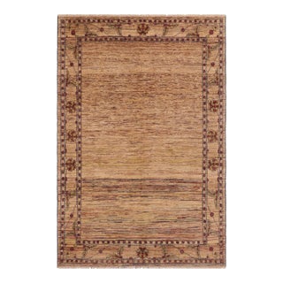 Contemporary Gabbeh Beige/Blue Wool Rug - 8'6'' X 9'10'' For Sale