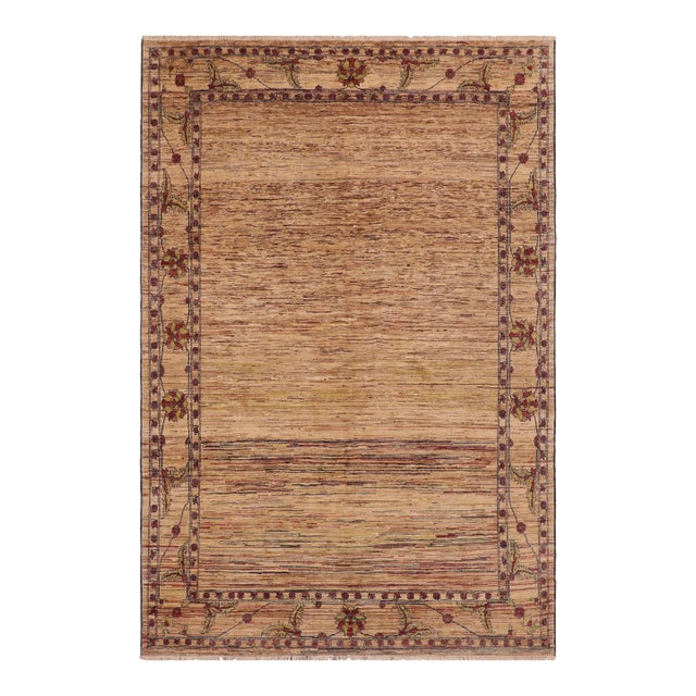 Contemporary Gabbeh Beige/Blue Wool Rug - 8'6'' X 9'10'' For Sale