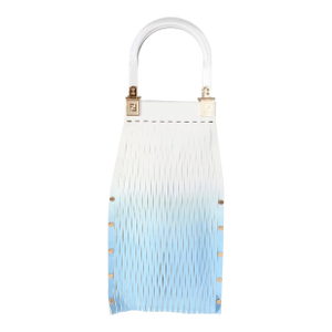 Blue Gradient Laser Cut Patent & Suede Sunny Top Handle Bag