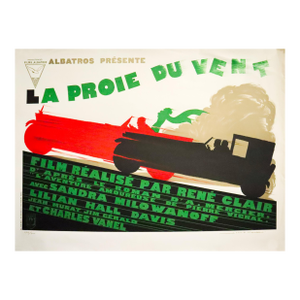 1926 French Movie Poster, La Proie Du Vent, René Clair (Horizontal)