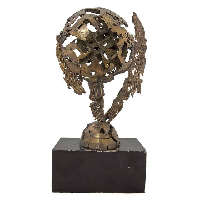 Italian Modernist Bronze Brutalist Sculpture (Manner of Pomodoro) For Sale