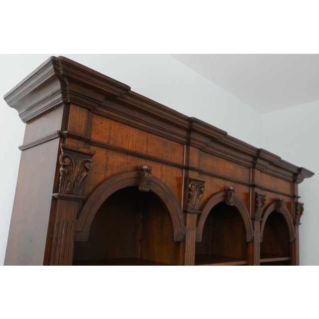 Italian 2 Piece Walnut Large Open Bookcase For Sale - Image 12 of 18