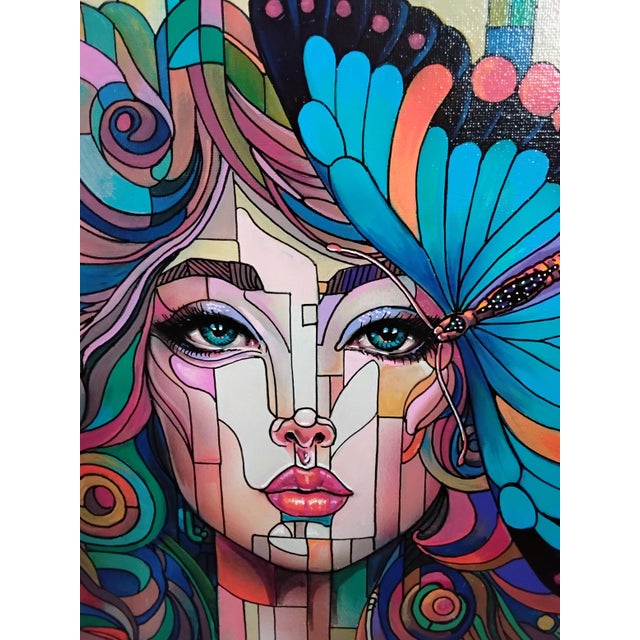 "Portrait of Woman With Butterfly," by Ricardo Maya For Sale - Image 4 of 9