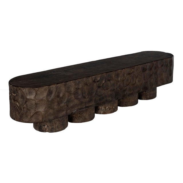 Wood Late 20th Century Stained Plinth Base Bench For Sale - Image 7 of 7