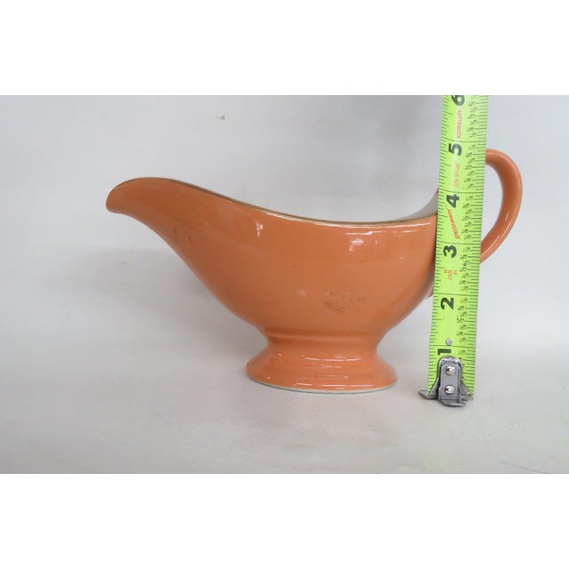 1960s 1960s Shenango China Anchor Hocking Orange Color Ceramic Gravy Boat For Sale - Image 5 of 16