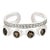Rare Open Cuff Smoky Topaz Ring With Dazzling Zircons, Size 6 For Sale
