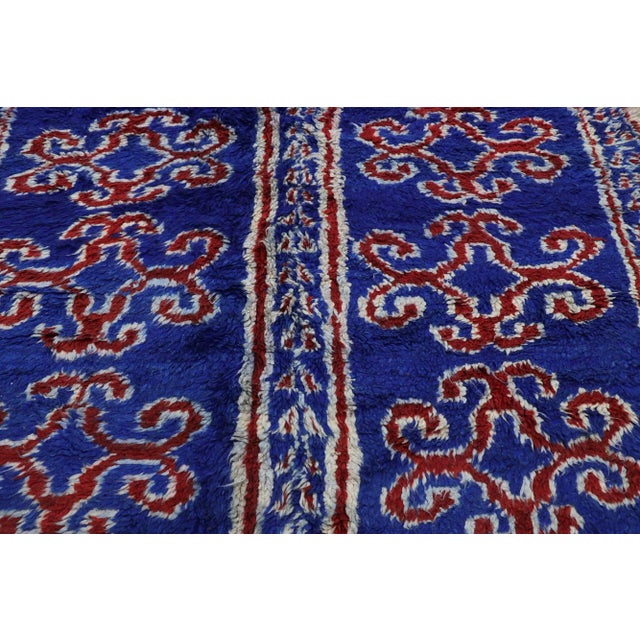 Berber Tribes of Morocco Vintage Berber Blue Beni M'Guild Moroccan Rug - 06'06 X 11'09 For Sale - Image 4 of 9