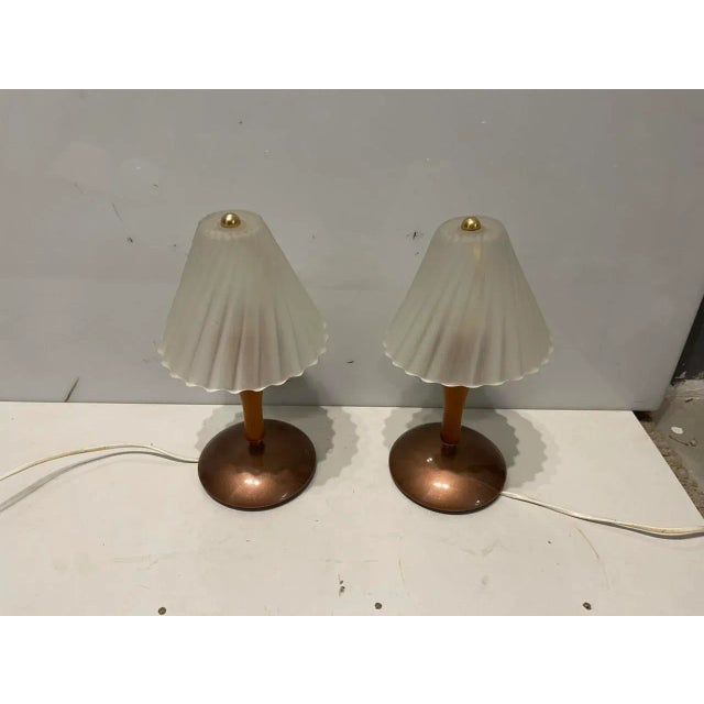 White Italian Murano Glass Table Lamps, Set of 2 For Sale - Image 8 of 8