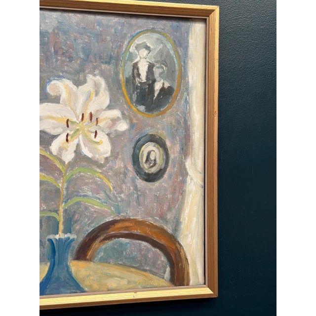 Mid-Century Modern May Nicklasson, The White Lily, 1950s, Oil Painting on Panel, Framed For Sale - Image 3 of 12
