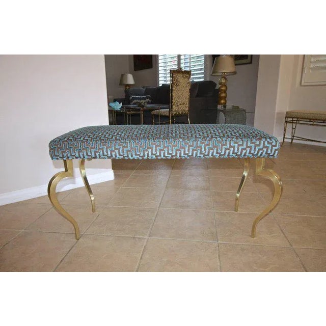 Brass Italian Mid-Century Modernist Cabriole Leg Brass Bench For Sale - Image 8 of 12