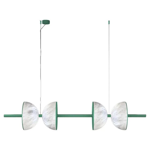 Contemporary Ermes Freedom Green Metal and Alabaster Pendant Light 2 by Alabastro Italiano For Sale - Image 3 of 3