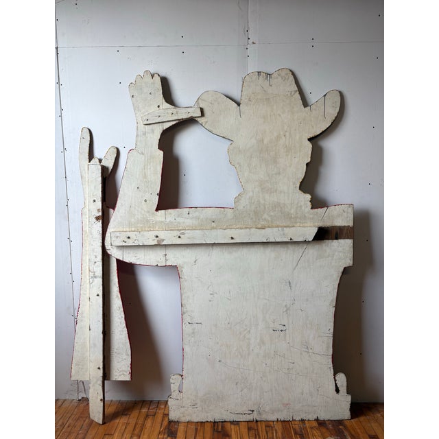 Vintage Oversized Hand-Painted Cowboy Folk Art Sign For Sale - Image 10 of 12