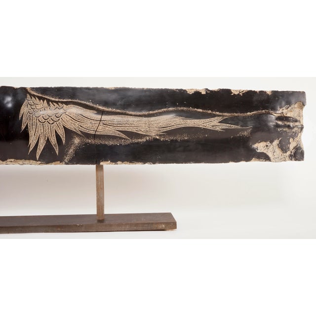 Vintage Etched Stone Spread-Eagle Wings Back Sculpture For Sale In Miami - Image 6 of 12