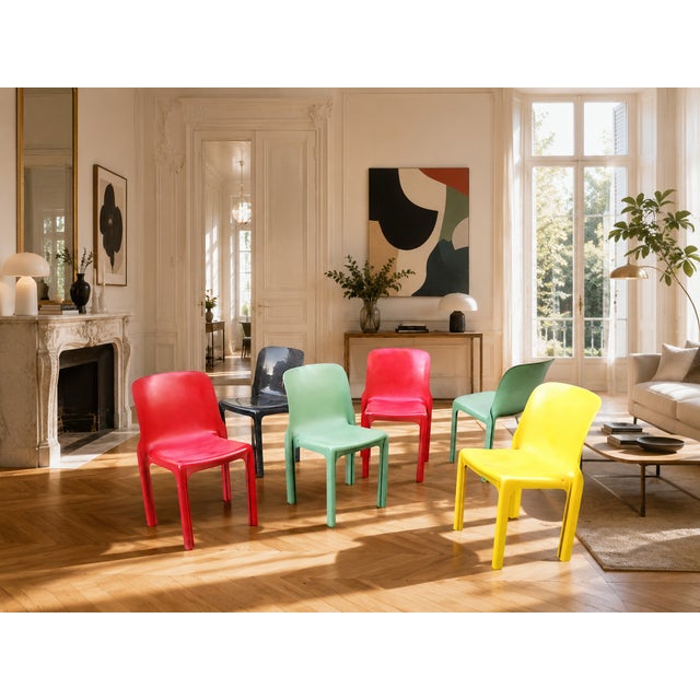 Plastic Selene Chairs by Vico Magistretti for Artemide, 1969, Set of 6 For Sale - Image 7 of 18