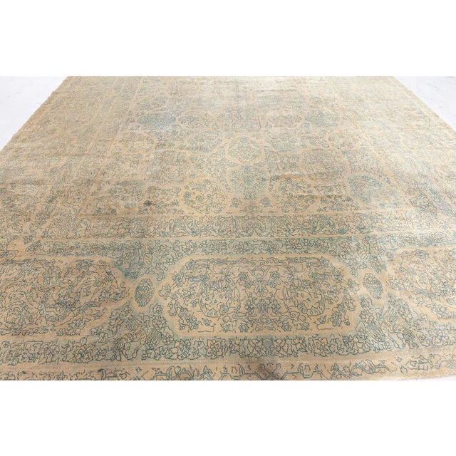 Indian Fine Anitque Indian Animal Hand Knotted Wool Rug For Sale - Image 3 of 8