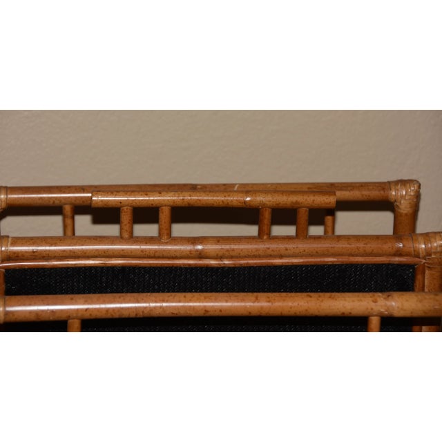 Brown Rattan Pagoda Chinoiserie Bamboo Magazine Rack Book Stand Great City Traders For Sale - Image 8 of 12