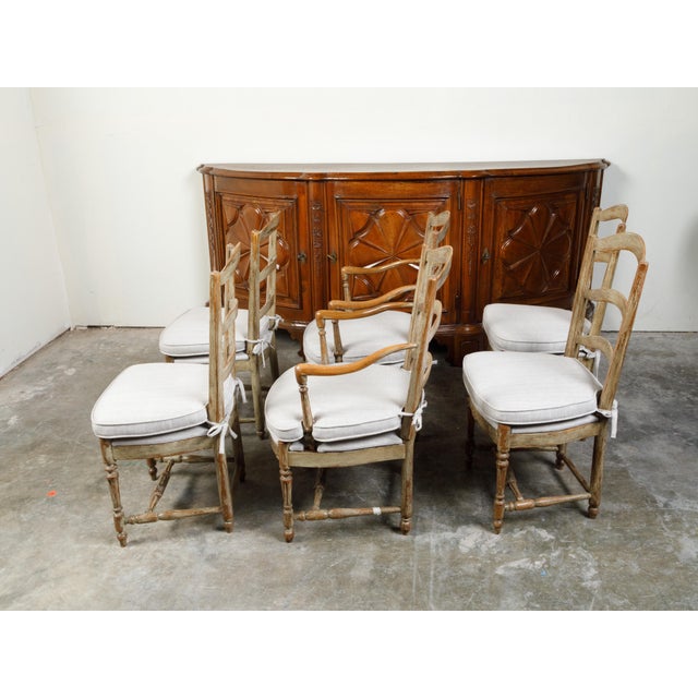 Set of Six French 19th Century Dining Room Chairs with Carved Guilloches Friezes For Sale - Image 12 of 12