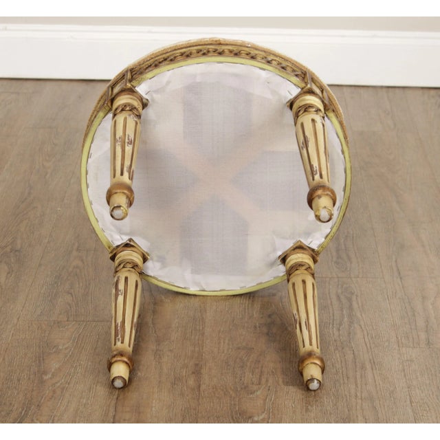 French Louis XVI Style Carved and Paint Decorated Stool For Sale - Image 12 of 12
