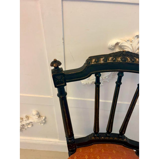Wood Antique Victorian Ebonised & Gilt Dining Chairs, 1880, Set of 4 For Sale - Image 7 of 18