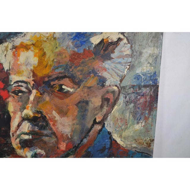 D. Jouroy (20th Century) “Portrait of a Man” Oil on Hardboard Signed and Dated 1967 For Sale - Image 11 of 12