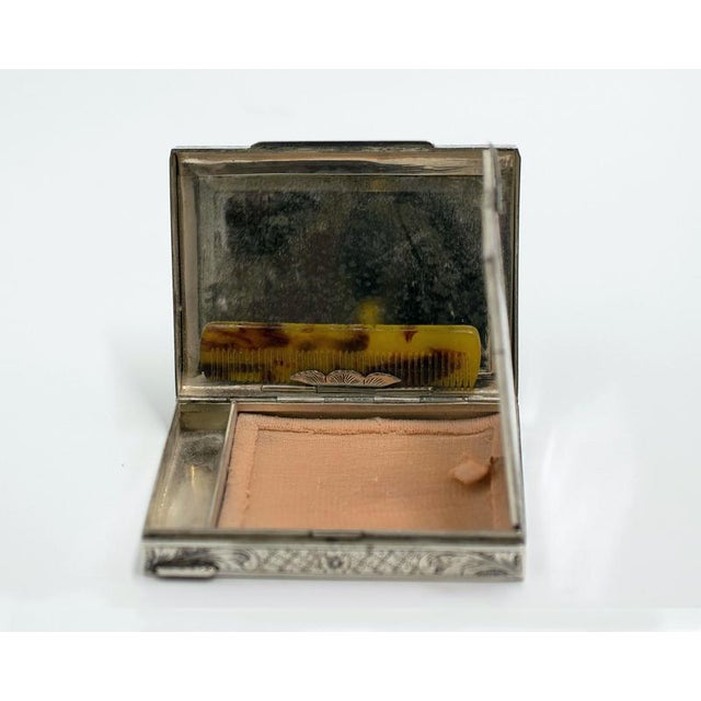 Vintage Art Nouveau Silver Powder Case, Italy, 20th Century For Sale - Image 3 of 6