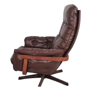 Vintage Nässjö Swivel Armchair in Brown Leather from Gote Mobler For Sale