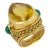 Vintage 15.30 Carat Citrine and Emerald 18k Yellow Gold Ring, Size 4 For Sale