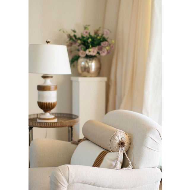 French Coco Como Champagne Bolster Pillow, Small For Sale - Image 3 of 5