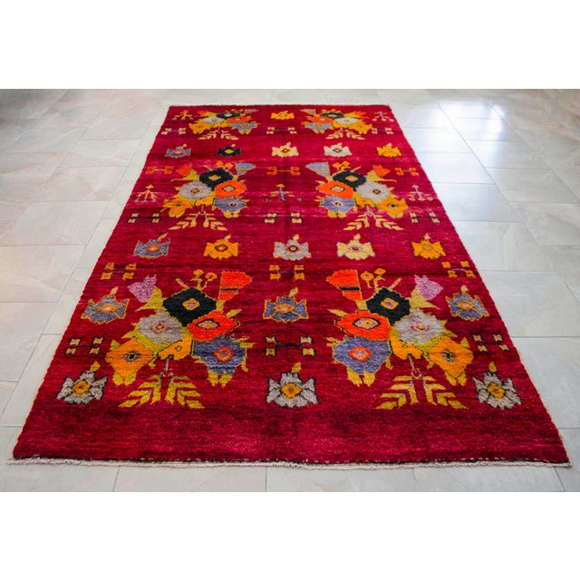 Red Authentic 1940s Turkish Rug 5x10 Vibrant Red Mid Century Modern Organic Wool Carpet For Sale - Image 8 of 14