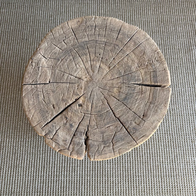 Vintage Elm Wood Chop Block Table #S89 For Sale In Los Angeles - Image 6 of 8