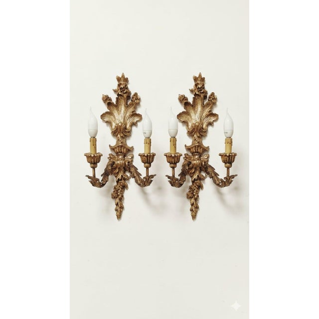 Hand-Carved Wood Wall Lamps, 1890s, Set of 2 For Sale - Image 13 of 13
