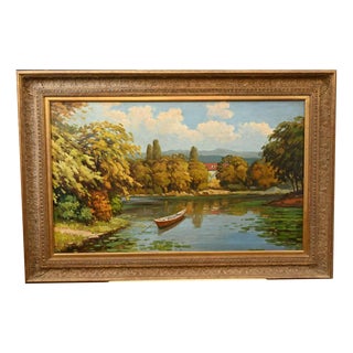 French Artist, Impressionist Landscape, 1980s, Oil Painting, Framed For Sale
