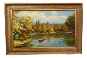French Artist, Impressionist Landscape, 1980s, Oil Painting, Framed