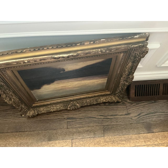 1910s Antique Tonalist Landscape Oil Painting in Ornate Guilt Frame For Sale - Image 5 of 8