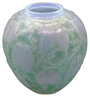 Green Patina Perruches Vase by R. Lalique