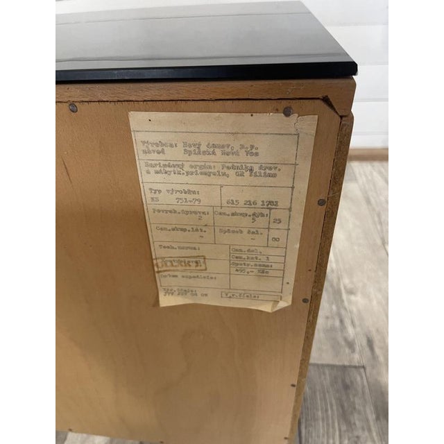 Vintage Nightstands with Original Black Opaline Glass by Novy Domov, 1960s, Set of 2 For Sale - Image 6 of 8