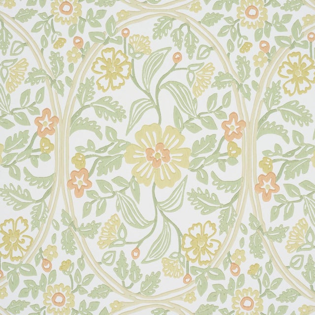 Contemporary SAMPLE - Schumacher Garden Guild Wallpaper In Marigold For Sale - Image 3 of 4