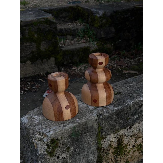 Beech and Cumaru Candlestick 5 by Romain Des Bois For Sale - Image 9 of 10