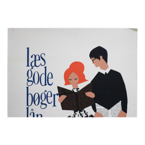 1960s Danish Library Poster - "Læs Gode Bøger Lån På Biblioteket" (Read Good Books, Borrow From the Library)