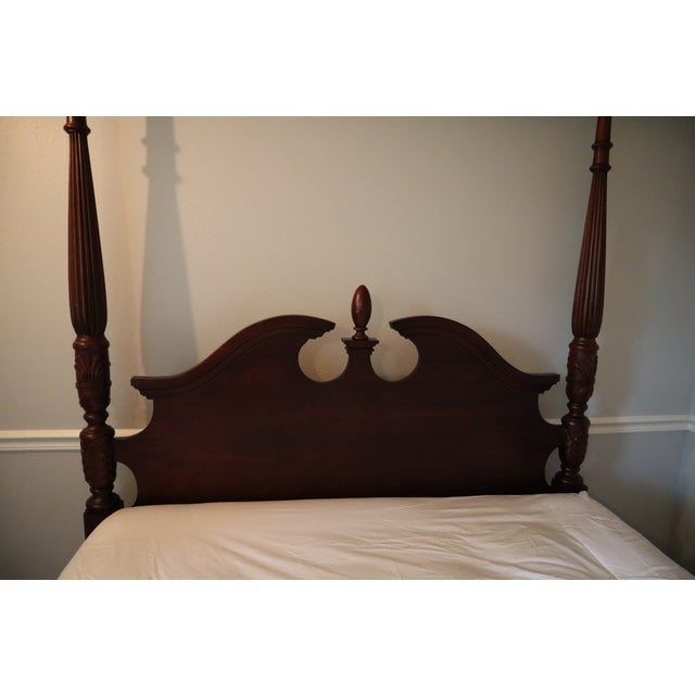 Traditional Queen Size Wooden Four Poster Canopy Pediment Rice Bedframe For Sale In Portland, OR - Image 6 of 6