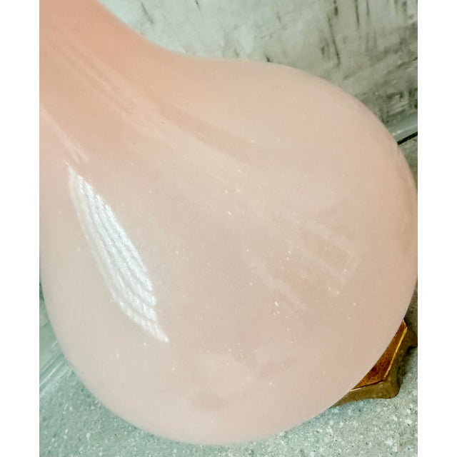 Paul Hanson Rare Mid-Century Modern Pink Opaline Italian Murano Paul Hanson Table Lamps in the Style of Cedense Vetri- A Pair For Sale - Image 4 of 12