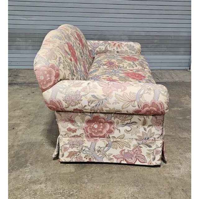 Henredon Furniture Sofa Upholstered in Needlepoint Fabric High End W Pillows For Sale In Cleveland - Image 6 of 11
