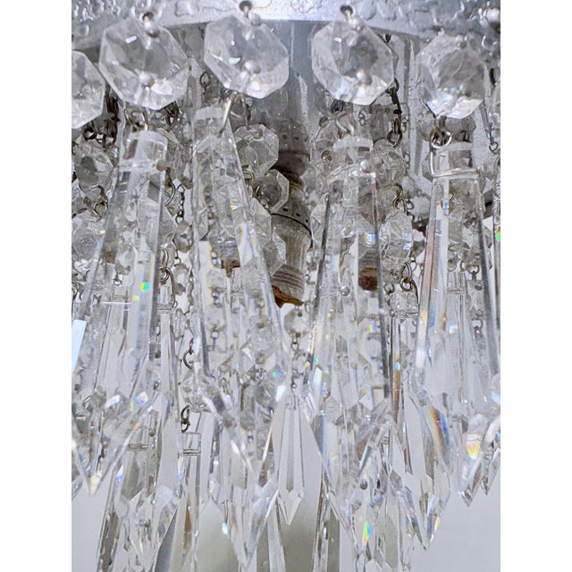Vintage Tier Crystal Spear Chandelier With Hammered Chrome Crown For Sale - Image 4 of 9