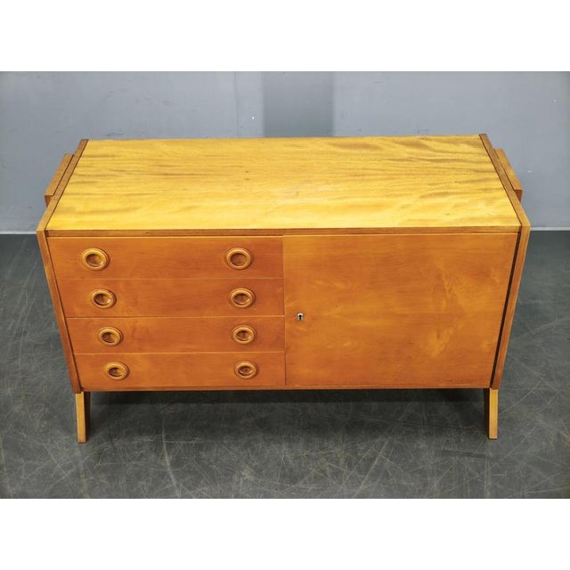 Czechoslovak Maple Sideboard with Drawers and Cabinet, 1960s For Sale - Image 4 of 18