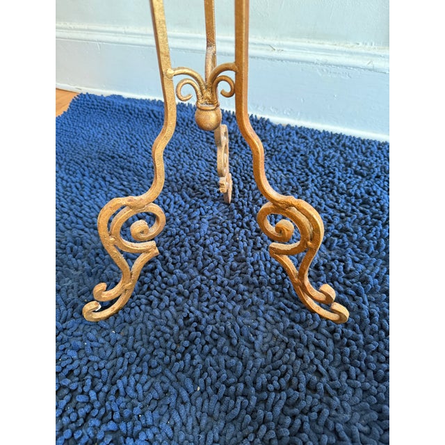 Vintage Italian Gilded Wrought Irion Plant Stand With Mirrored Top For Sale In New York - Image 6 of 6