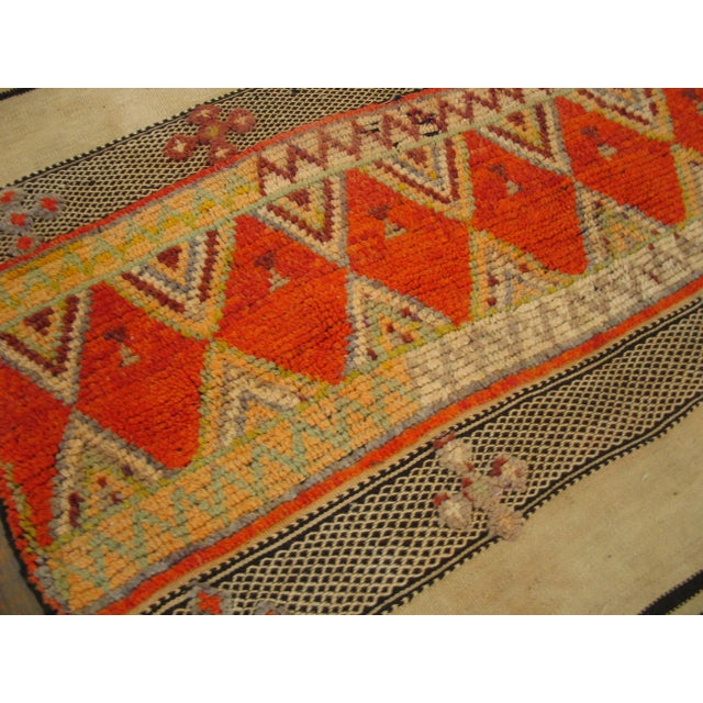 1930s Multicolor Stripe Kilim Antique Moroccan Flat-Weave & Pile Carpet 5'4"x9'6 Wool Rug For Sale - Image 4 of 6