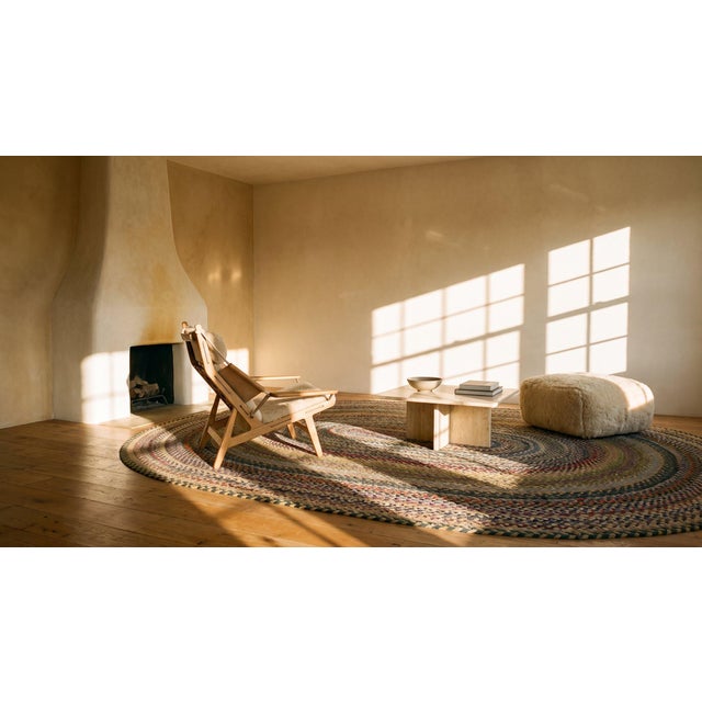 Traditional Antique American Oval Braided Rug in a Colorful Background Color For Sale - Image 15 of 15